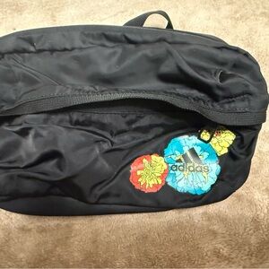 adidas Black Floral Waist Pack with Colorful Blooms